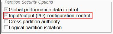 I/O configuration control